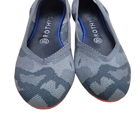 Rothy's Size 8 The Flat Retired Gray Camo Red Bottom Round Toe Ballet Flats - Picture 3 of 7